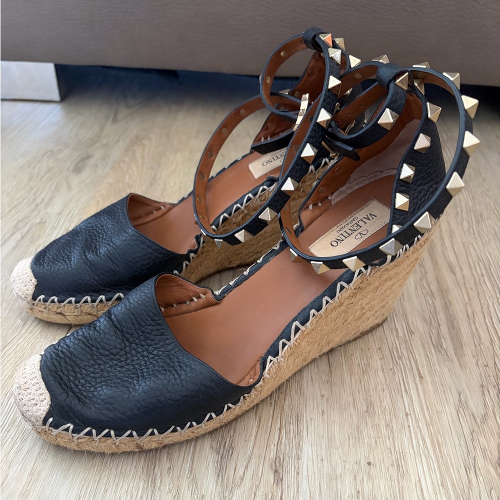 Valentino Rock Stud Espadrille Wedges